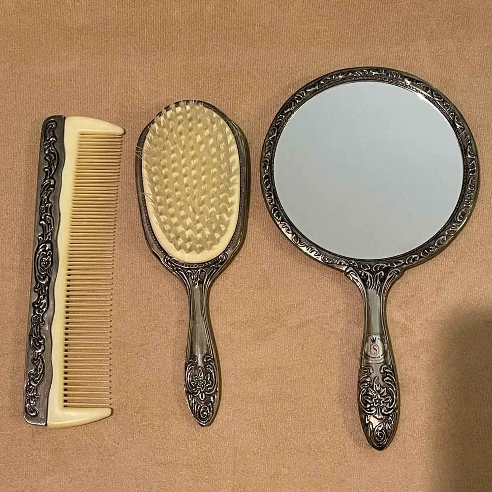 Vintage Silver Vanity Mirror Set